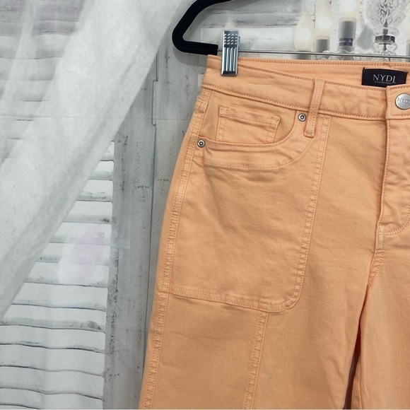 NYDJ Size 8P 8 Petite Melon Orange Crop Capri Denim Jeans Mid Rise 17.5" Inseam - Picture 9 of 11